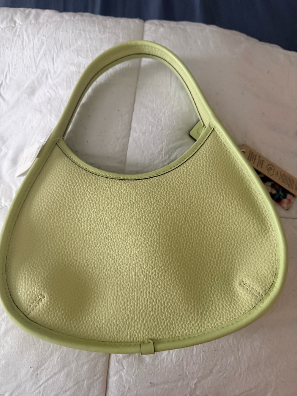 Coach Light Lime Pebbled Leather Hobo Bag with Multicolor Charm - Picture 2 of 5